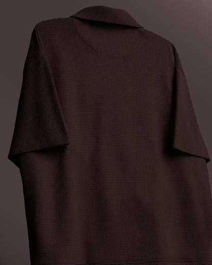 UrbanDrip Men's Oversized Waffle Knit Polo T-Shirt | Premium Casual Streetwear