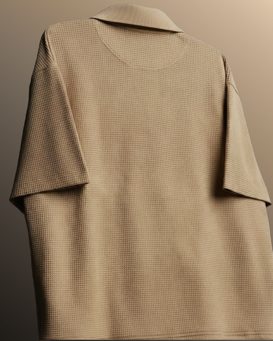 UrbanDrip Men's Oversized Beige Waffle Knit Polo T-Shirt | Premium Streetwear